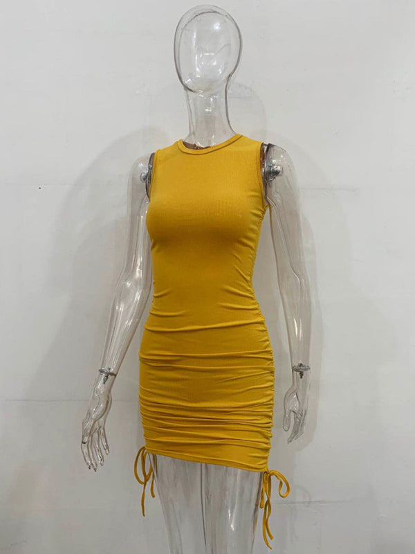 Slim Fit Cotton Vest Dress – Hip-Hugging Knit Style for Spring & Summer