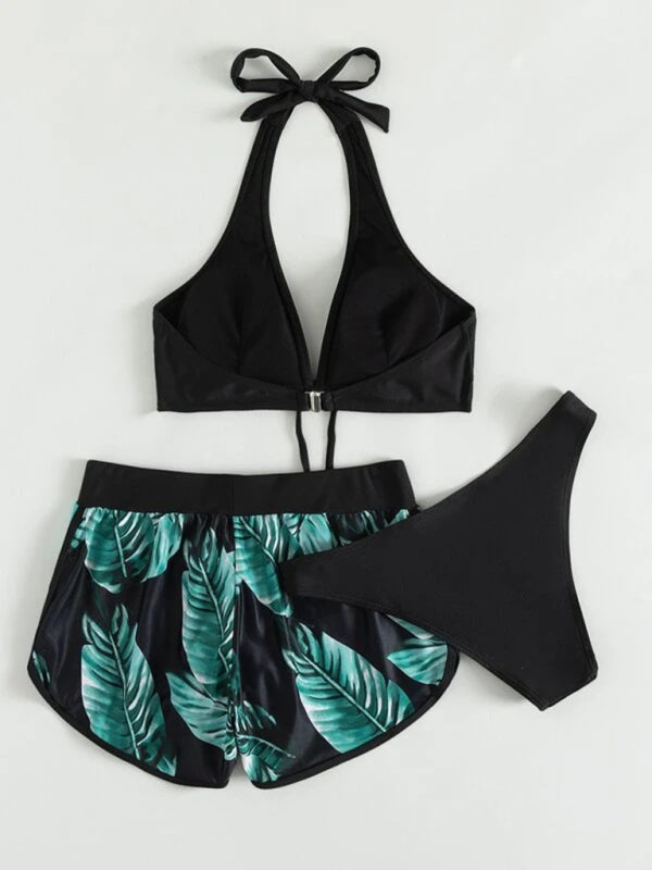 Multicolor Printed Bikini 3-Piece Set – Sexy Cover-Up & Leisure Fit