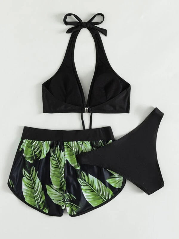 Multicolor Printed Bikini 3-Piece Set – Sexy Cover-Up & Leisure Fit