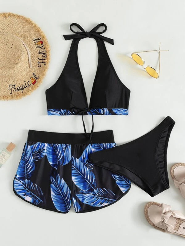 Multicolor Printed Bikini 3-Piece Set – Sexy Cover-Up & Leisure Fit