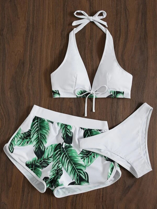 Multicolor Printed Bikini 3-Piece Set – Sexy Cover-Up & Leisure Fit