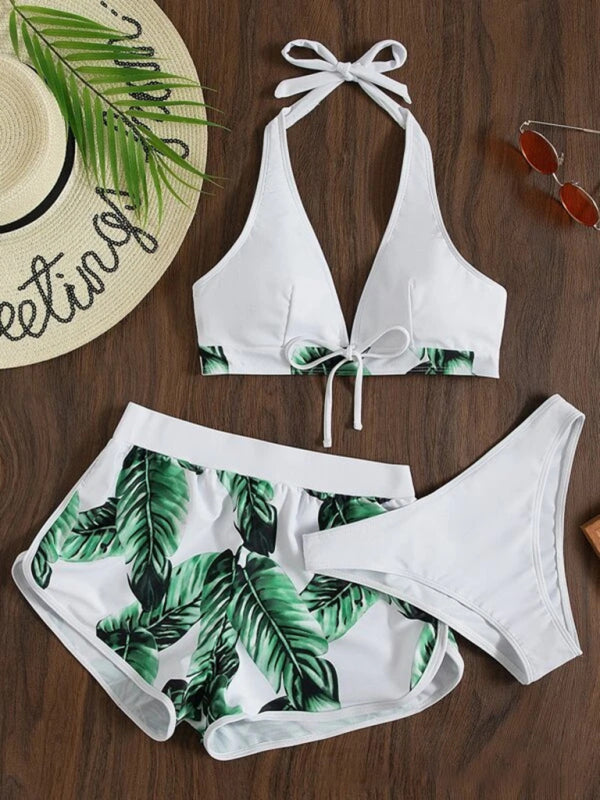 Multicolor Printed Bikini 3-Piece Set – Sexy Cover-Up & Leisure Fit