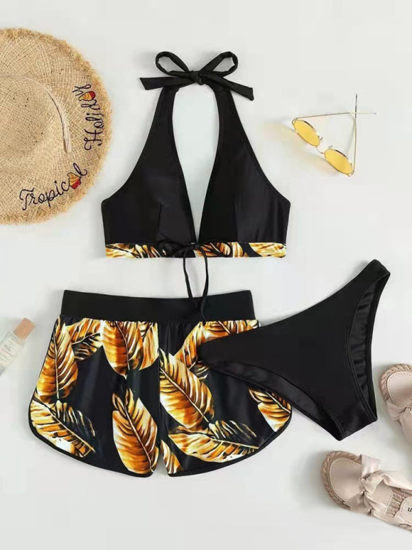 Multicolor Printed Bikini 3-Piece Set – Sexy Cover-Up & Leisure Fit