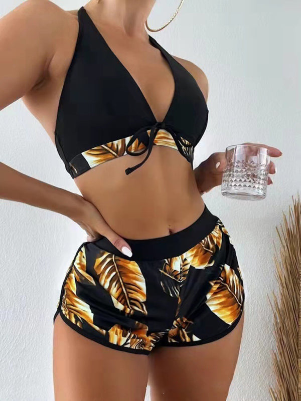 Multicolor Printed Bikini 3-Piece Set – Sexy Cover-Up & Leisure Fit
