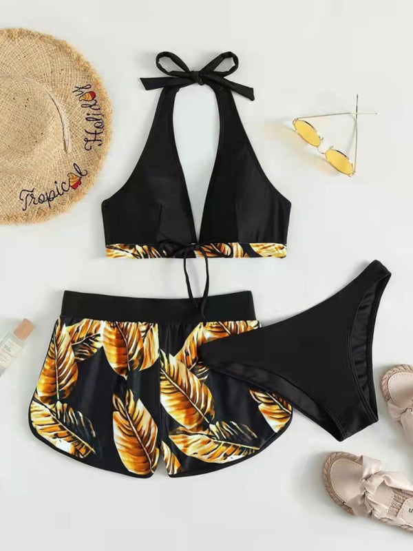 Multicolor Printed Bikini 3-Piece Set – Sexy Cover-Up & Leisure Fit