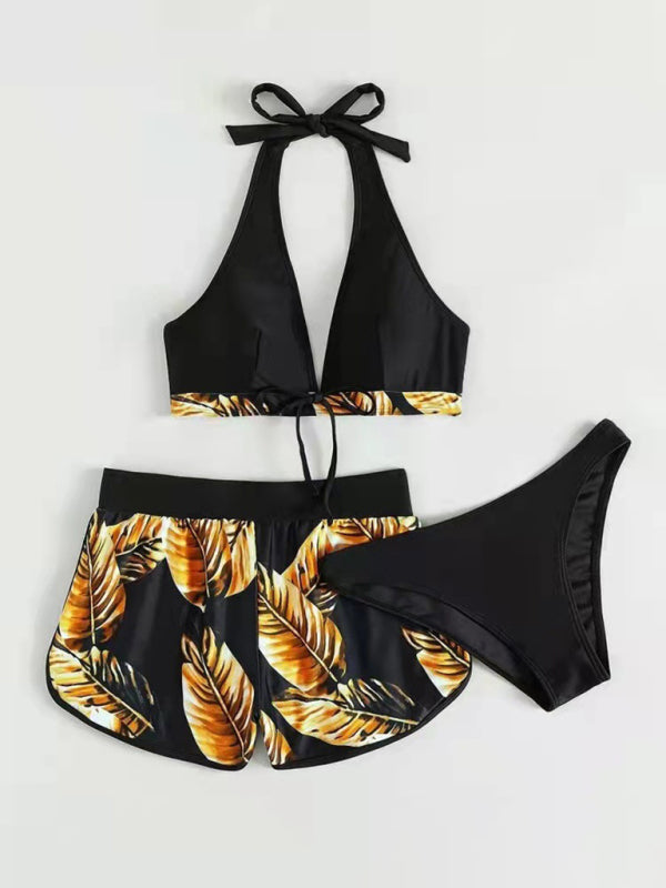 Multicolor Printed Bikini 3-Piece Set – Sexy Cover-Up & Leisure Fit
