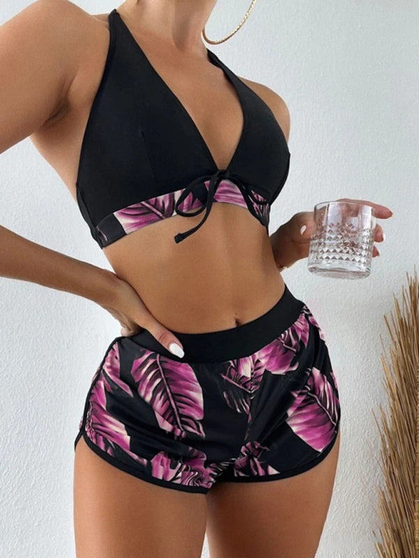 Multicolor Printed Bikini 3-Piece Set – Sexy Cover-Up & Leisure Fit
