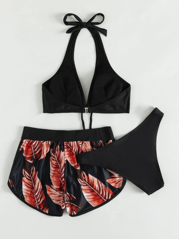 Multicolor Printed Bikini 3-Piece Set – Sexy Cover-Up & Leisure Fit