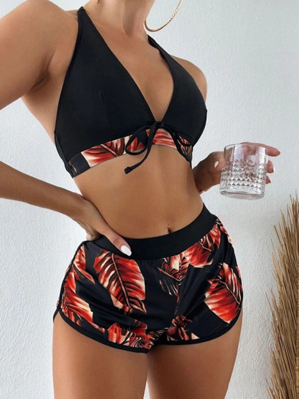 Multicolor Printed Bikini 3-Piece Set – Sexy Cover-Up & Leisure Fit
