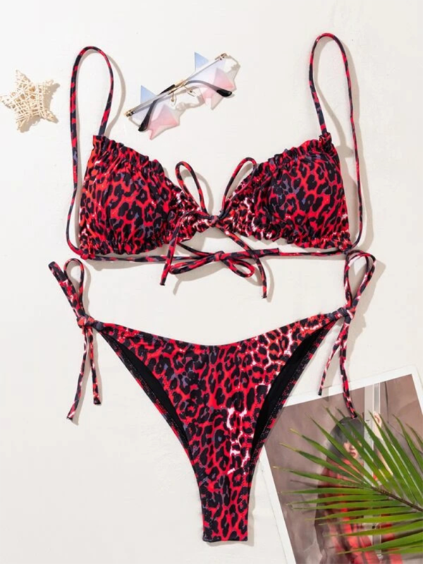Leopard Print Ruffled Bikini Tankini Set – Sexy Two-Piece for Summer
