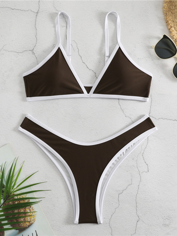 Solid Color Contrast Bikini Set – Sporty, Sexy & Supportive Fit