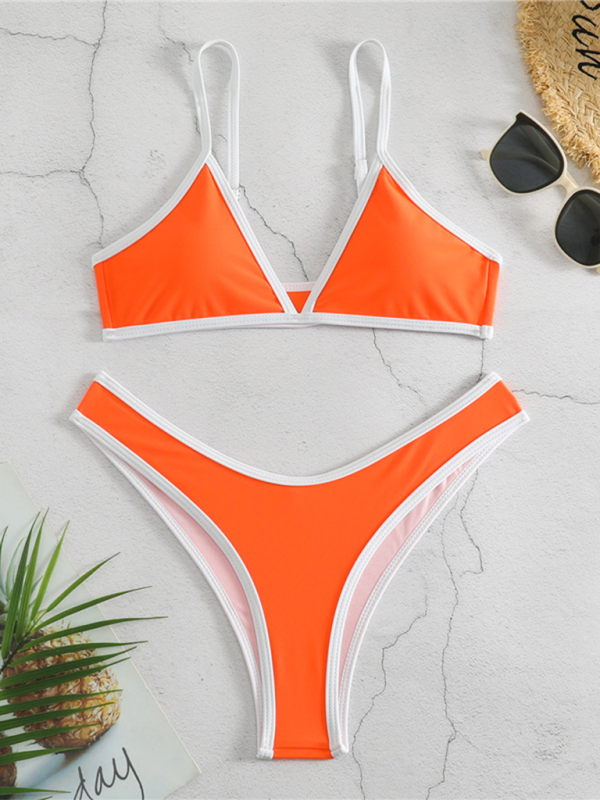 Solid Color Contrast Bikini Set – Sporty, Sexy & Supportive Fit