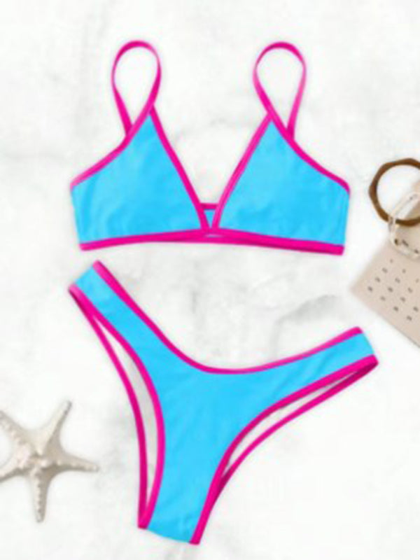 Solid Color Contrast Bikini Set – Sporty, Sexy & Supportive Fit