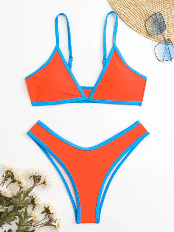 Solid Color Contrast Bikini Set – Sporty, Sexy & Supportive Fit