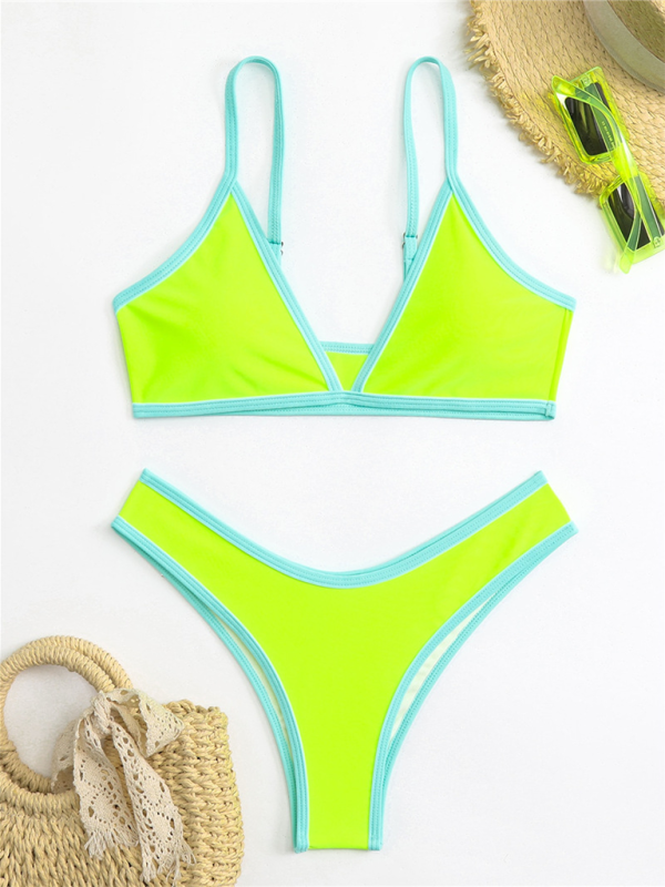 Solid Color Contrast Bikini Set – Sporty, Sexy & Supportive Fit
