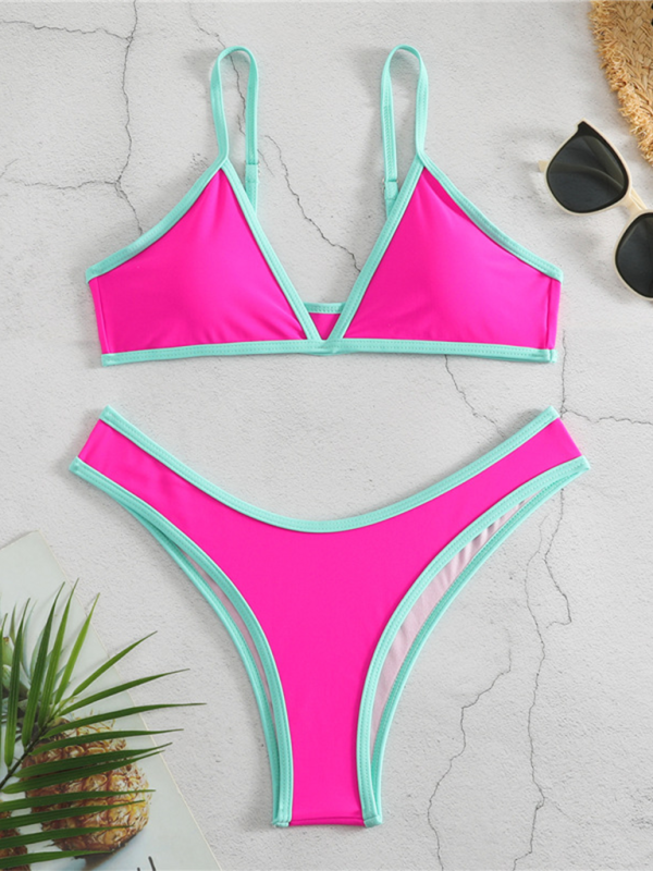 Solid Color Contrast Bikini Set – Sporty, Sexy & Supportive Fit