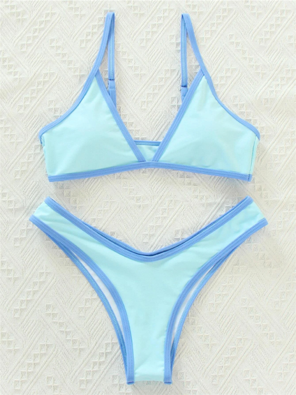 Solid Color Contrast Bikini Set – Sporty, Sexy & Supportive Fit