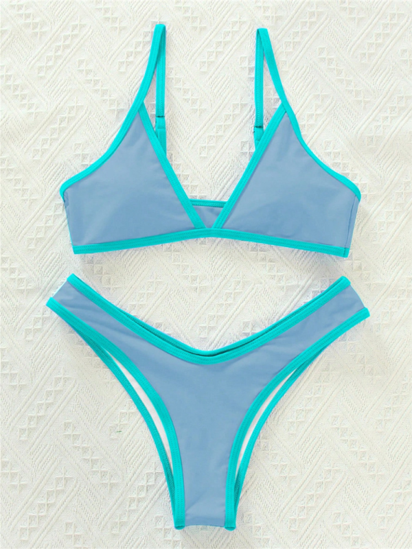 Solid Color Contrast Bikini Set – Sporty, Sexy & Supportive Fit