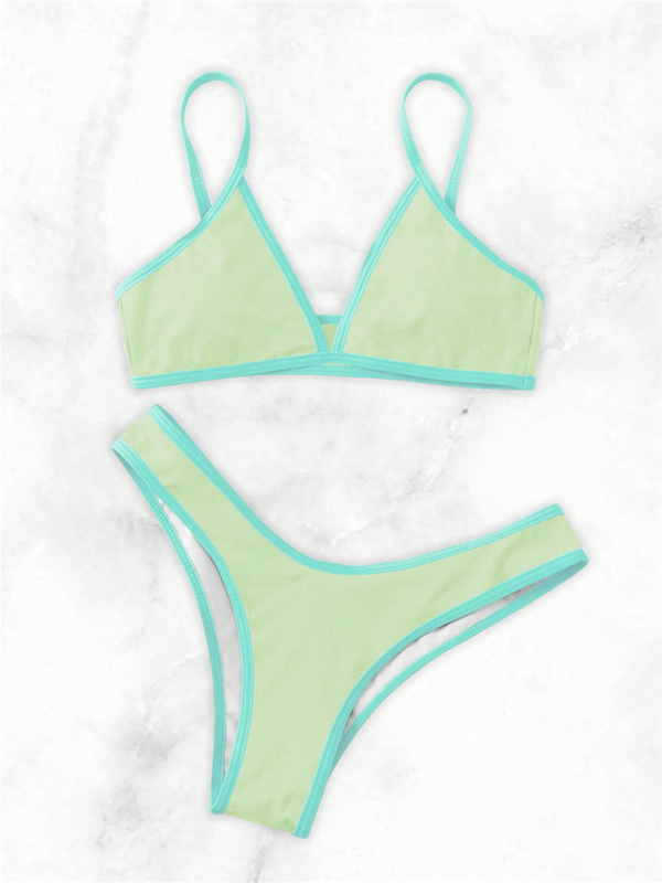 Solid Color Contrast Bikini Set – Sporty, Sexy & Supportive Fit