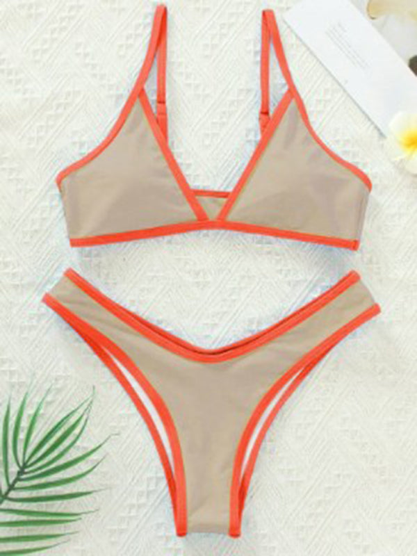 Solid Color Contrast Bikini Set – Sporty, Sexy & Supportive Fit