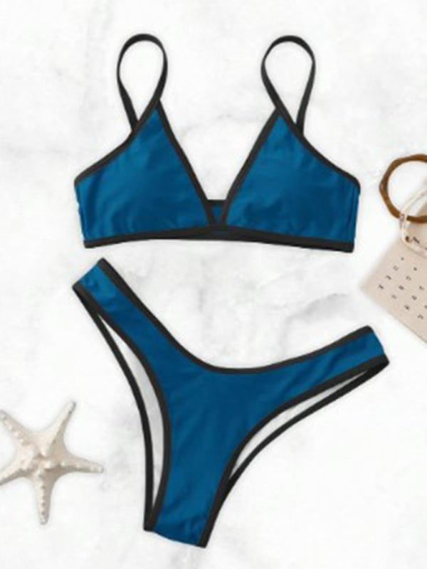 Solid Color Contrast Bikini Set – Sporty, Sexy & Supportive Fit