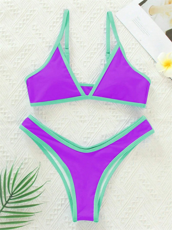 Solid Color Contrast Bikini Set – Sporty, Sexy & Supportive Fit