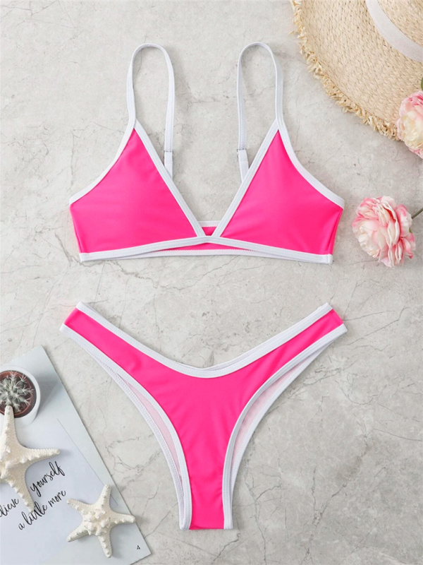 Solid Color Contrast Bikini Set – Sporty, Sexy & Supportive Fit
