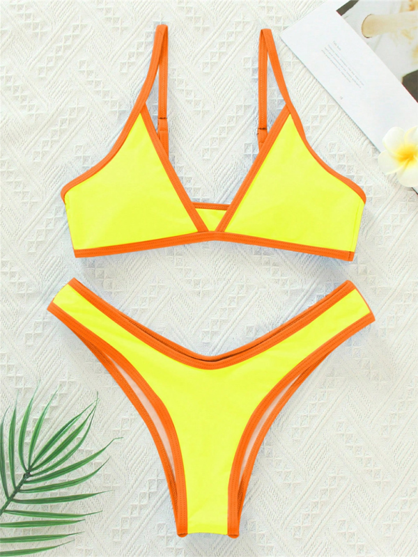 Solid Color Contrast Bikini Set – Sporty, Sexy & Supportive Fit