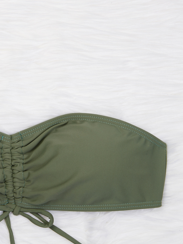 Solid Color Triangle Bikini – Sexy Tube Top with Drawstring Straps