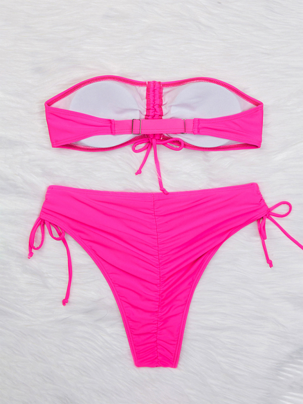 Solid Color Triangle Bikini – Sexy Tube Top with Drawstring Straps