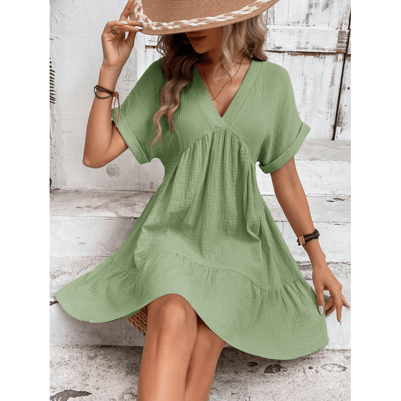 solid-v-neck-pleated-midi-dress-–-cracker-khaki-or-green-flowy-spring-stylesmiling-maria---everything-for-women-34645786