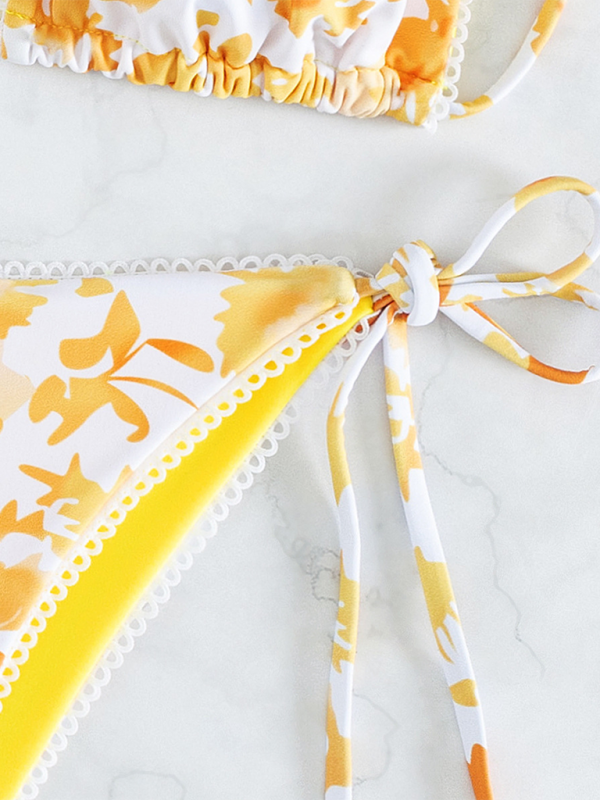 Printed String Bikini – Sexy Full-Print Two-Piece with Moderate Stretch