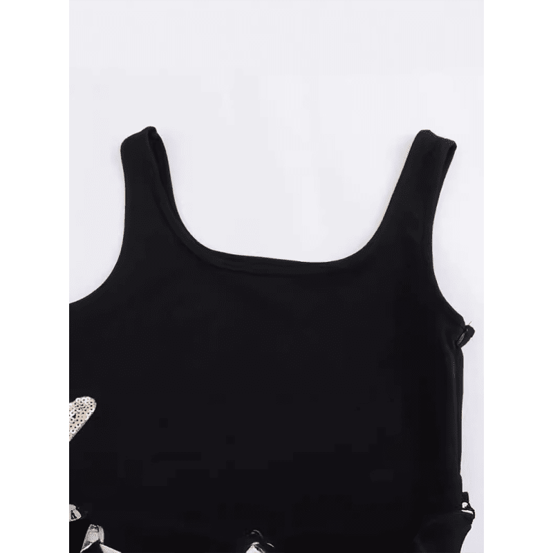 فستان قصير كاجوال مزين بالترتر - بدون أكمام مناسب لأيام الصيف ابتسامة ماريا - كل شيء للنساء 34650666