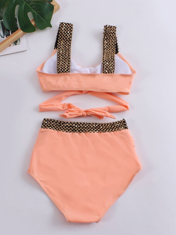 Sexy Cross-Back Bikini Set – Solid Two-Piece with Moderate Stretch