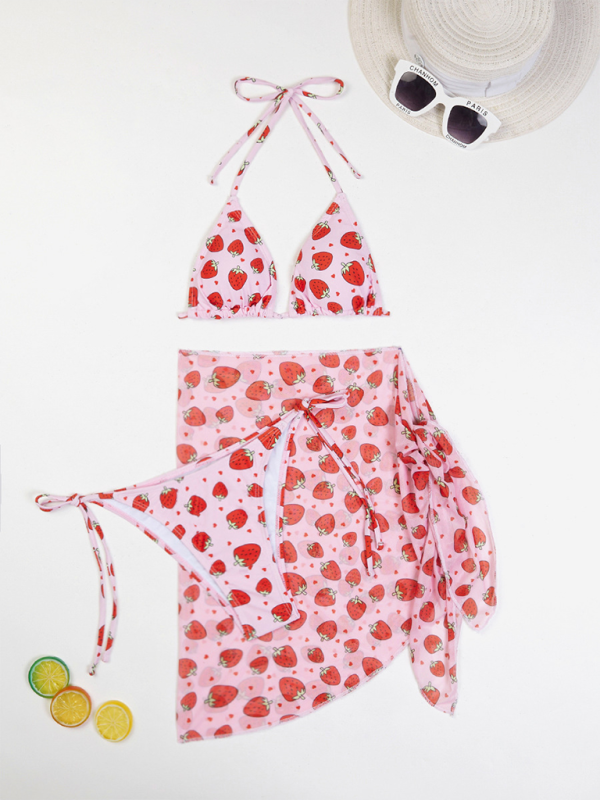 Lace-Up Bikini Set with Matching Skirt – 3-Piece Swimsuit for Women