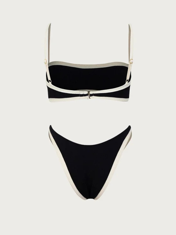 Black & White Triangle Bikini Set – Sleek Two-Piece with Moderate Stretch