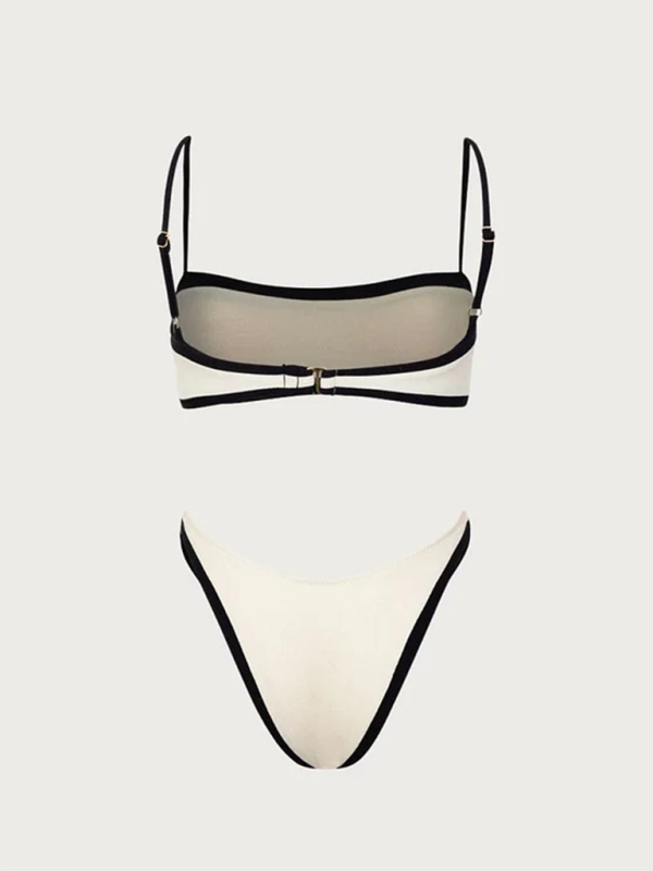 Black & White Triangle Bikini Set – Sleek Two-Piece with Moderate Stretch