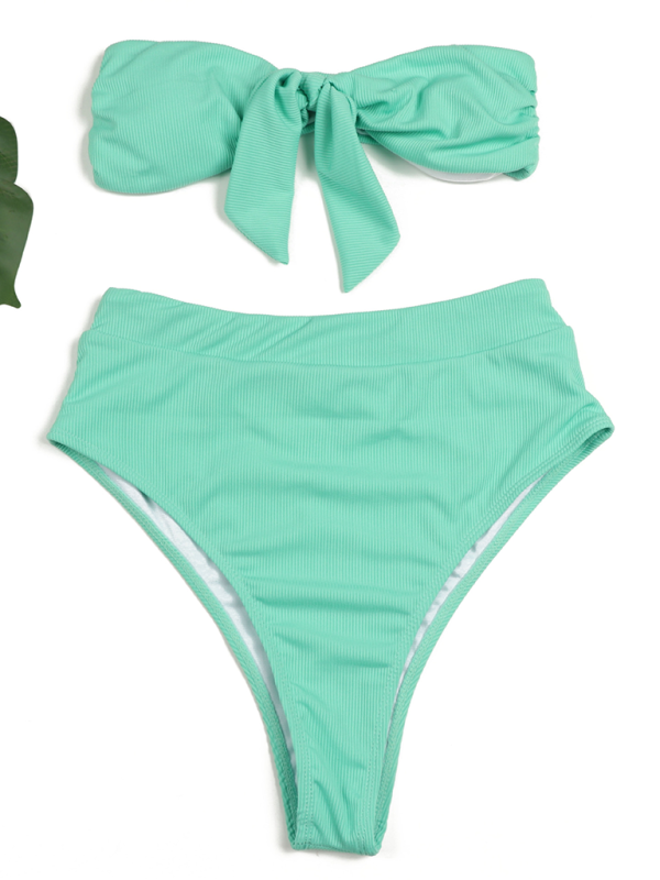 High-Waisted Bikini Set – Strapless Tube Top & Moderate Stretch Fit