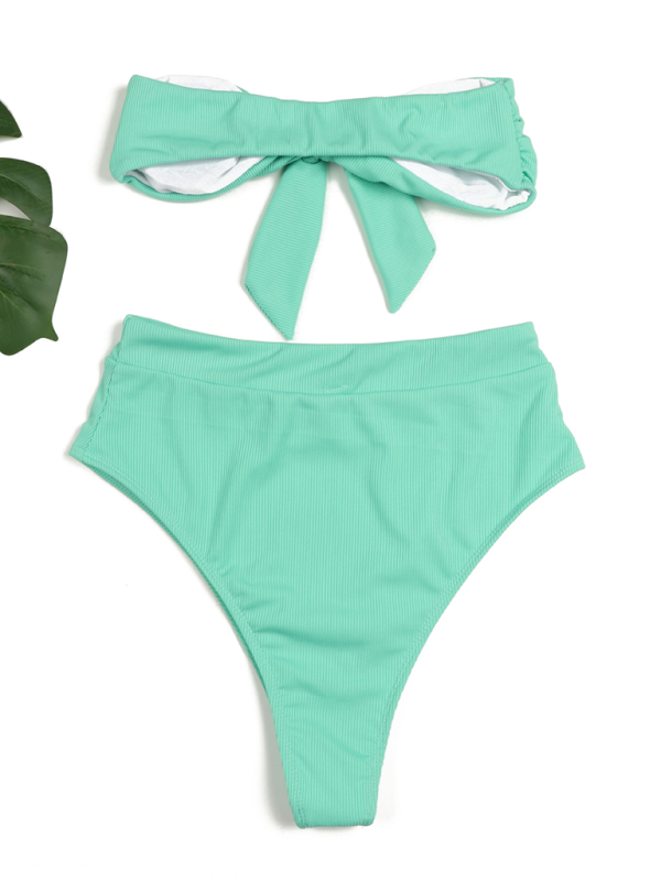 High-Waisted Bikini Set – Strapless Tube Top & Moderate Stretch Fit