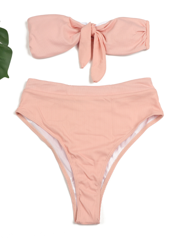 High-Waisted Bikini Set – Strapless Tube Top & Moderate Stretch Fit