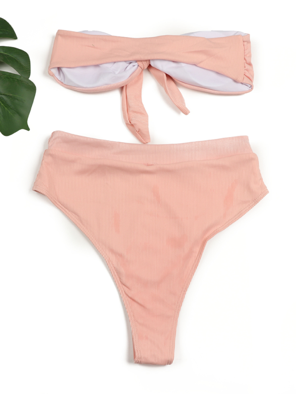 High-Waisted Bikini Set – Strapless Tube Top & Moderate Stretch Fit