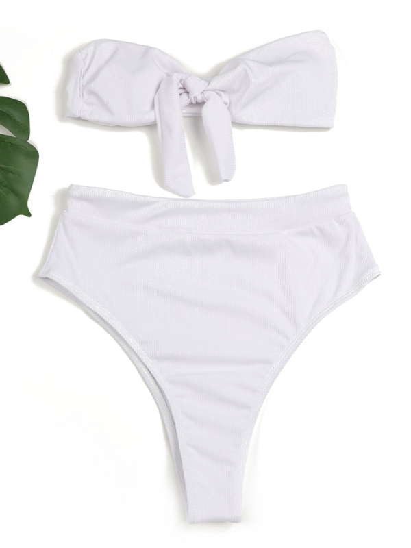 High-Waisted Bikini Set – Strapless Tube Top & Moderate Stretch Fit