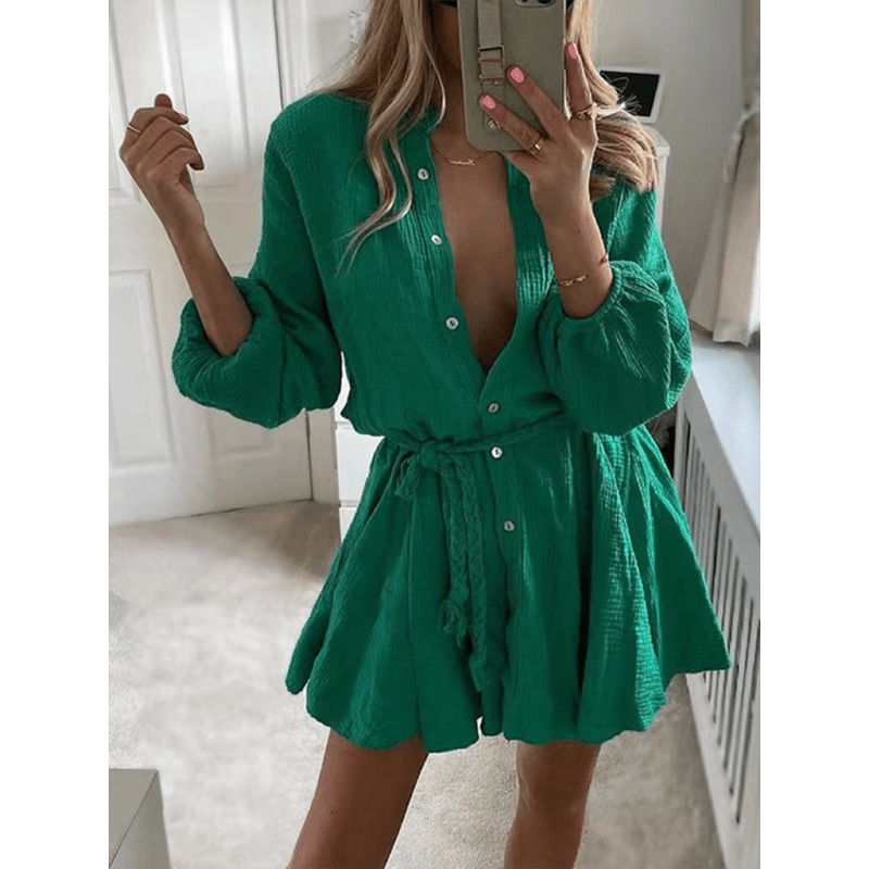 solid-color-button-tie-mini-dress-with-ruffled-hem-–-leisure-stylesmiling-maria---everything-for-women-34649264