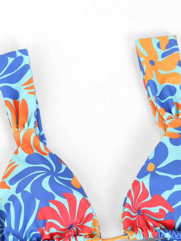 Printed 4-Piece Sexy Backless Bikini Set – Mix & Match Swimwear