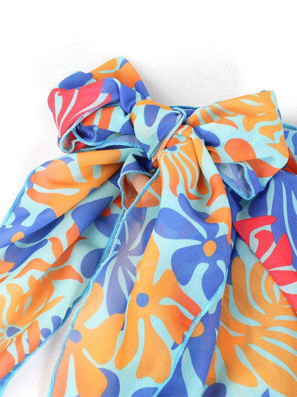 Printed 4-Piece Sexy Backless Bikini Set – Mix & Match Swimwear