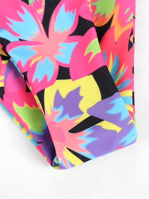 Printed 4-Piece Sexy Backless Bikini Set – Mix & Match Swimwear