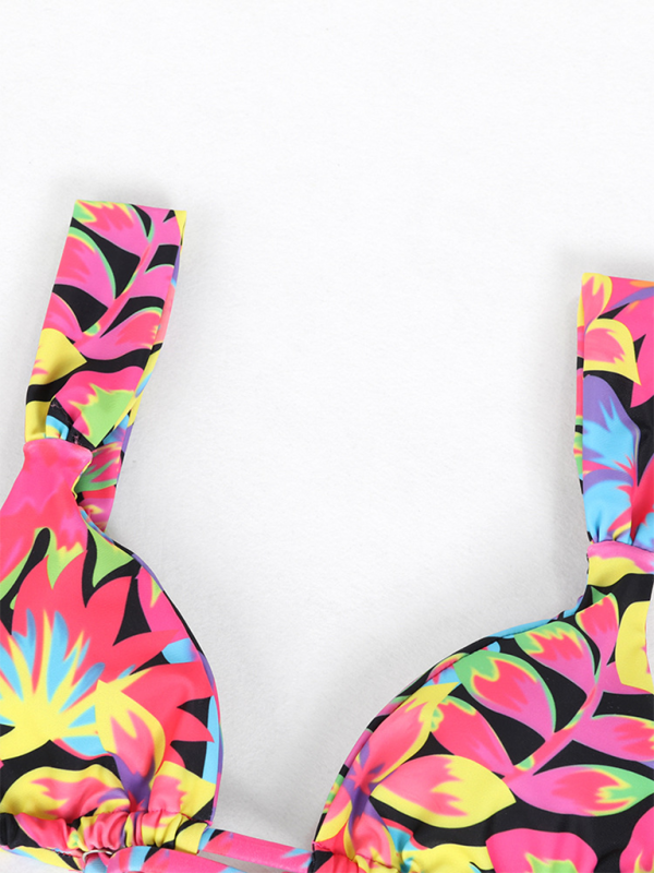Printed 4-Piece Sexy Backless Bikini Set – Mix & Match Swimwear