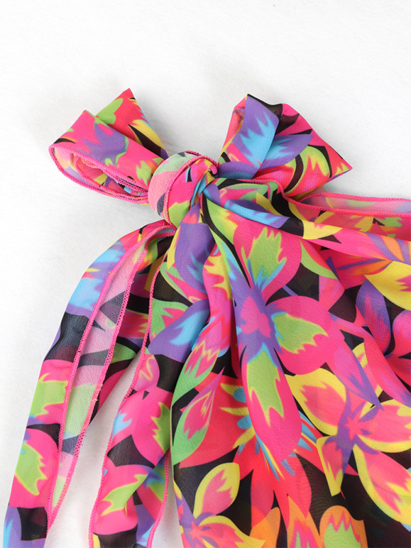 Printed 4-Piece Sexy Backless Bikini Set – Mix & Match Swimwear