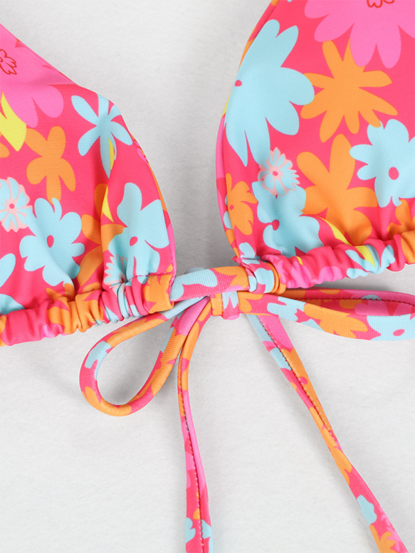 Printed 4-Piece Sexy Backless Bikini Set – Mix & Match Swimwear