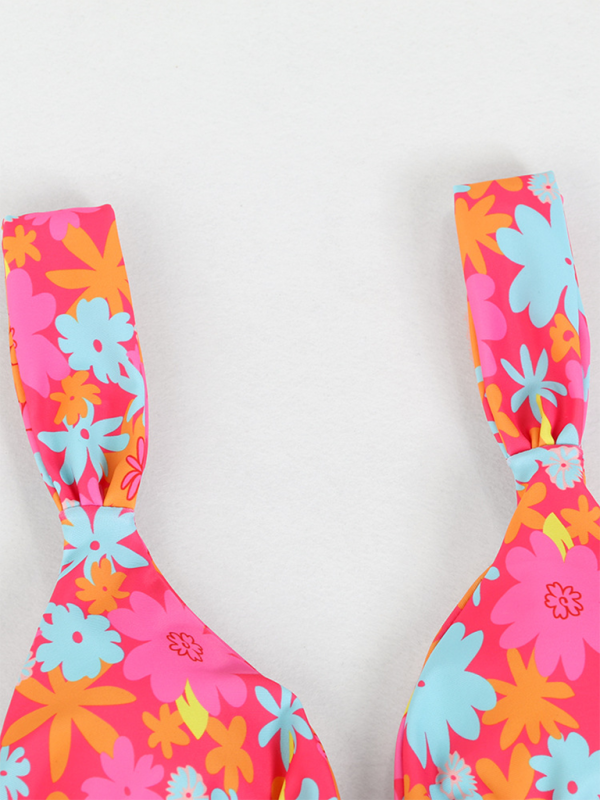 Printed 4-Piece Sexy Backless Bikini Set – Mix & Match Swimwear